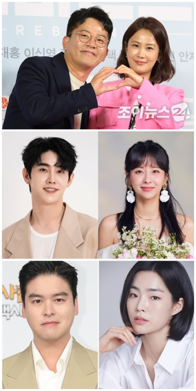 세 쌍의 남녀가 각각 다른 배경에서 포즈를 취하고 있는 인물 사진 콜라주. 첫 번째는 두 사람이 하트 모양을 만들고 있고, 두 번째와 세 번째 줄에는 각기 다른 남성과 여성이 미소를 짓고 있다.