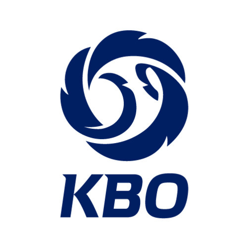 KBO 로고로, 파란색 곡선이 원형으로 배열되어 있으며 아래에 'KBO'라는 글자가 쓰여 있다.