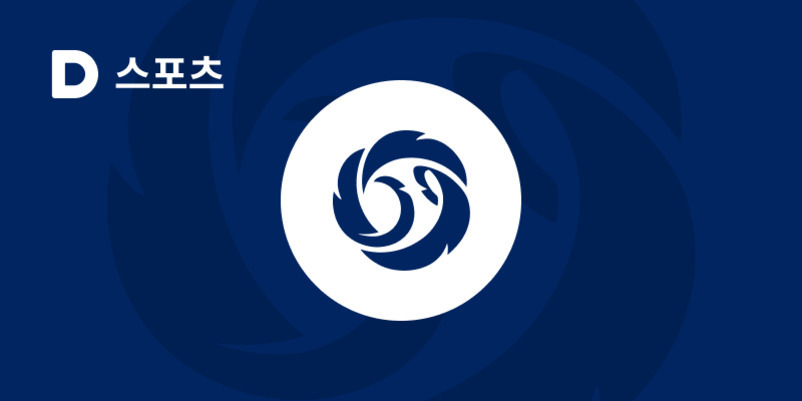 파란색 배경에 흰 원이 중앙에 있고, 원 안에는 추상적인 새 모양의 로고가 있다. 왼쪽 상단에는 'D 스포츠'라는 한글 텍스트와 'D' 아이콘이 있다.